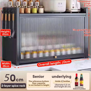 Kitchen Cabinet | Microwave Oven Rack | Storage Shelves with Door | Multifunctional shelf | Kabinet Rak Dapur |