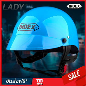 หมวกกันน็อค INDEX รุ่น LADY สีฟ้า (BLUE) แถมฟรี กระจกหน้าหมวกหน้าคละสี 1ชิ้น หมวกกันน็อคครึ่งใบ ขนาดเดียว(ONE SIZE) โดย TMBIKESHOP