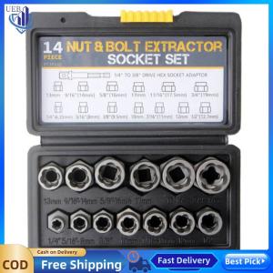 [Ueb Wholesale Center]14 Packs Bolt Remover Set Damaged Bolt Removal Tool Impact Bolt Nut Removal Tool for Rusted Rounded Damaged Nuts Screws