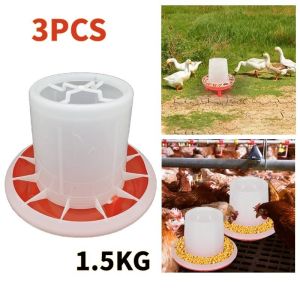 3PCS Automatic Chick Feeder and Drinker Poultry with Divider Guard Breeding Food Dispenser for Chicken/Duck/Bird 1.5kg