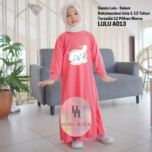 Hirihita Lulu A013 Baju Gamis Lulu Anak Perempuan Creep Spandek Sablon Cinnamoroll Cinamon Sanrioo