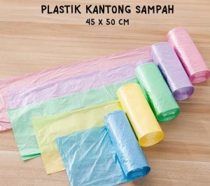 Kantong Plastik Sampah Roll Ukuran 45x50Cm Dengan Tali Pengikat tali Isi 15 Lembar Tanpa tali isi 20