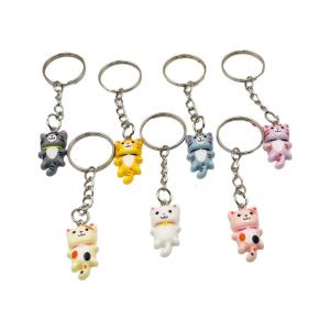Resin Cat Keychain With 7 Colors Charming Cats Keychain Sturdy Resin Pendant Keyrings Accessory For Bags Backpack
