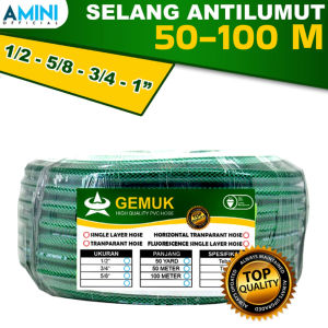 AMINI Selang Air 50 Meter dan 100 Meter 1/2 5/8 3/4 1 Inch Selang Benang Anti Lumut Selang Air roll 50 100 Meter Selang Cuci Motor Mobil Siram Tanaman Selang Kebun