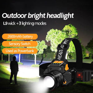 LED Senter Super Terang Lampu Depan Luar Yang Kuat Lampu Depan Tahan Air Sensor Gerak lampu senter kepala super terang