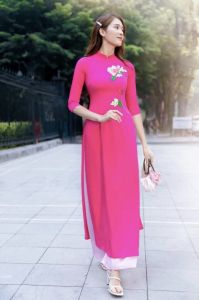 Áo Dài Thêu Truyền Thống Lụa Tô Châu Cao Cấp - Mian.vn ( video hình thật )