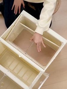 Folding Shoe Box Transparent Shoe Storage Cabinet No Installation Integrated Double Door Folding Shoe Rack