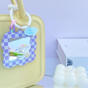 RJZ28 Hoa Tulip Móc khóa hoạt hình gương nhỏ hình hoa Acrylic Chú gấu nhỏ Móc khóa mỹ phẩm gấu nhỏ  dây chuyền túi Gương nhỏ Móc khóa gương hình hoa cầm tay Phụ kiện túi