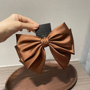 💕 Store opening 💕 Elegant Bow Ribbon Hair Clip Fashion Simple Solid Satin Spring Clip Hair Pin Retro Headband With Clips Girls Hair Accessories