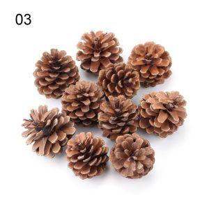 MIRELAE 10Pcs Wedding Photo Props Christmas Xmas Tree Ornaments Natural Pine Cones Dried Plants Pinecone