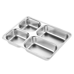 Multi Functional Stainless Steel Divided Plate For Cafeteria School Family Use Serving Tray Meal Organization Tool