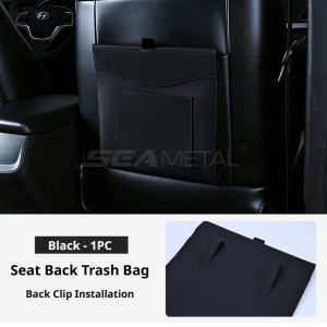 SEAMETAL Magnetic Adsorption Car Garbage Bag Waterproof PU Leather Auto Back Seat Hanging Trash Bin for Car Interior Accessories