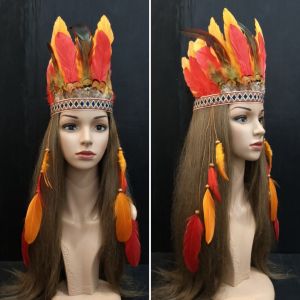 ที่คาดผมขนนก ที่คาดผมโบฮีเมี่ยน ที่คาดผม คาดผมชนเผ่า แต่งขนสีส้มน้ำตาล สามารถปรับขนาดได้ งานแฮนด์แมดฝีมือคนไทย พร้อมส่ง