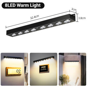 8LED Solar Wall Light Outdoor Waterproof doorplate light Rechargeable Solar Powered Wall Light Super Bright Auto ON/OFF Garden Decoration Solar Signboard Lights Doorplate Lamp Balcony Staircase Fence Atmosphere Light