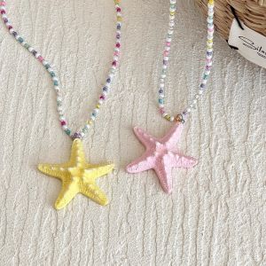 NOBLE YOU Bohemian Starfish Necklace Beach Surfer Bead Summer Clavicle Chain Street Jewelry Colorful Starfish Choker Vacation