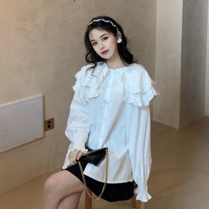 Áo Tiểu Thư Phối Bèo Vai Sơ Mi Công Sở CB1 / Áo Kiểu Nữ Tay Dài Phối Viền Bèo Xinh