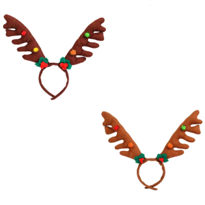 Adjustable Brown Deer Antlers Headpiece Mistletoe Costume Accessory For Adults Kids Seasonal Event