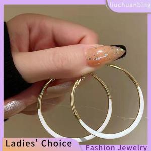 [COD] liuchuanbing Jewellery 1 cặp cô gái thời trang bông tai thả men Bông tai phóng đại Vòng Tròn Bông tai của phụ nữ cao cấp Pháp khí Hoop Bông tai