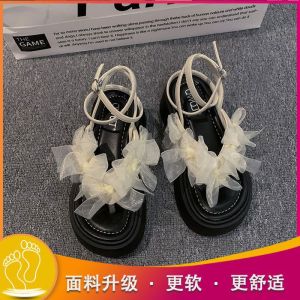 [Free Shipping] Unique WomenS Sandals For Outdoor Wear 2025 New Style Ins-Inspired Super Chic With A Bow Thick-Soled Soft-Soled Roman Sandals For Outings