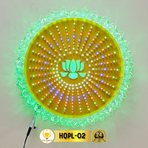 Đèn Hào Quang Led Viền Pha Lê Hoa Sen Cao Cấp Đèn Trang Trí Bàn Thờ Treo Cùng Tượng Phật HQPL-02