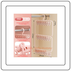 【JJ HOME】Double Layer 26 Clips Hanger Rack/Multifunctional Storage Drying Rack/Underwear Hanger Organizer