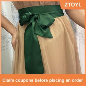 【ZTOYL】 Satin Ribbon Bow Wide Corset Belt 9.5x250cm Multicolor DIY Bowknot Waistband For Women Girl Dress Decor