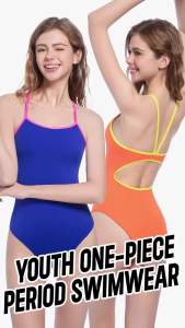 Teen Menstrual Swimsuit Leak Proof Recyclable Swimsuit for Girls Women 4 Layer Period Swimwear with UV Protection