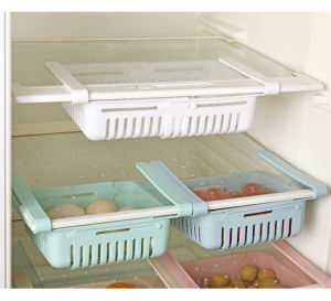 ตะกร้าในตู้เย็น ตะกร้าใส่ผลไม้ระบายอากาศ กล่องใส่ผักในตู้เย็น กล่องอเนกประสงค์ ตะกร้าใส่ของในตู้เย็น เลื่อนออกได้