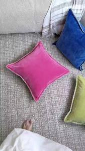 Chenille Throw Pillow Cover Velvet-Like Texture in Pink Green Blue • 50x50 cm • Soft & Lustrous • Minimalist Pop Vintage Style • Sofa Living Room Bedroom Decor  RooviHome