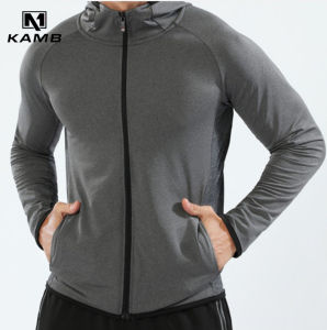 KAMB Hoodie Zipper Lengan Panjang Pria untuk Running dan Gym - Warna Hitam/Abu-abu