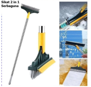 Sikat Kamar Mandi Gagang Panjang 2in1 Sapu Sikat Wiper Pembersih Kamar Mandi Toilet Dapur Lantai Ubin Sudut Serbaguna