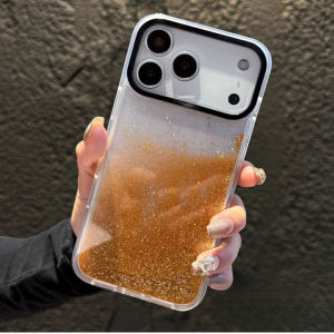 Dynamic Glitter Quicksand Case for iPhone 17 16 15 Pro Max Moving Sand Liquid Back Cover Black Camera Anti-fall Clear Hard Shell