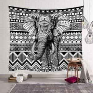 Wall Hanging Tapestry Indian Style Elephant Throw Yoga Mat for Home Bedroom Decor Mandala Polyester Tapestry