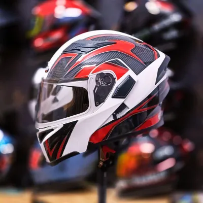 (Phom dáng to)Mũ bảo hiểm full face 2 kính lật hàm Sundy Helmet - Nhựa ABS chắc chắn