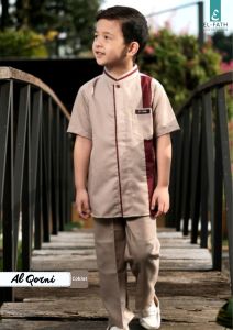 Baju Koko Al-Qorni Setelan Pakaian Muslim Anak Lengan Pendek Usia 1-10 tahun Terbaru