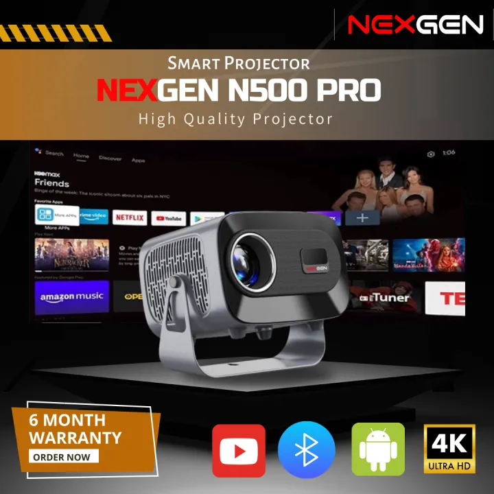 NexGen N500 PRO FHD Projector Android 13 with Dual WIFi Band Auto Focus and Keystone Wireless Mirror Phone