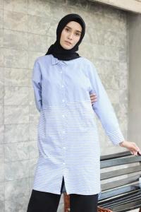 Fashion Wanita Baju  Atasan Tunik Kemeja Panjang Import Damita