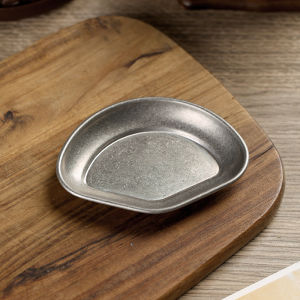 Stainless Steel Coffee Dish Vintage Elegant Dinnerware Household Dim Sum Dish Irregular Snack Plate Multifunction Small Bowl Soy Sauce Condiment Plate Appetizer Plates Kitchen Gadget
