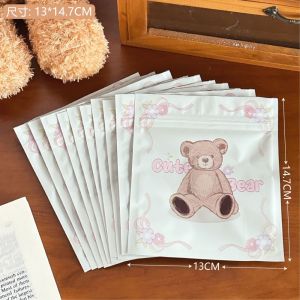 Cute White Puppy Self-sealing Bag Transparent Gift Bag Jewelry Packing Bag Storage Bag Cartoon Candy Bag