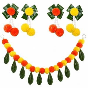MYTHIS Long Strands Marigold Garland Colorful Hanging Calendula Garland  Decorative Artificial Marigold Wreath Home Decor
