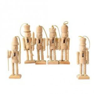 13CM Set of Six Nutcrackers White Blank Wooden Decoration Christmas DIY Painted Kindergarten Early Education Supplies in Stock