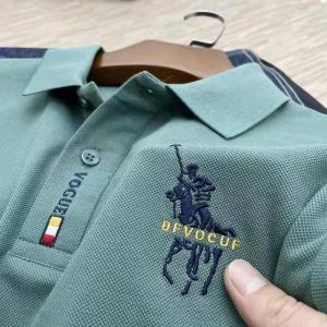 Summer Mens Short Sleeved T-shirt with Embroidered Lapel Oversized POLO Shirt Trendy Solid Color Top for Middle-aged and Young People