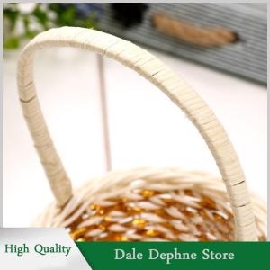 [Dale Dephne] ตะกร้าสานใส่ดอกไม้ตะกร้ามือถือ1ชิ้นตะกร้าสำหรับงานเลี้ยงงานแต่งงาน
