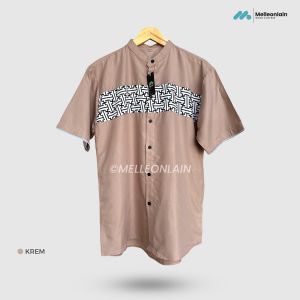 Kemko Yastrib Kemeja Koko Striping Dada Batik Pendek Kancing Kerah Baju Muslim Katun Melleonlain