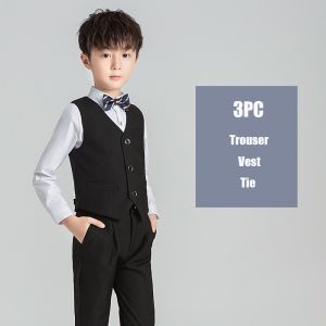 British Formal Attire For Kids Boys （Coat+Vest+Pants+Brooch+Tie） 4-12years Gentleman Suits For Kids Boy Blazer Pants Attire Set Formal Tuxedo Outfit Wedding Party Christmas Suit