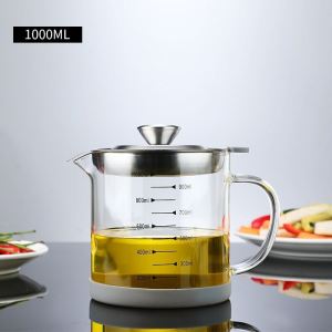 1.4L Wooden handle Stainless Steel Oil Container with Strainer Oil Filter Storage kitchen storage