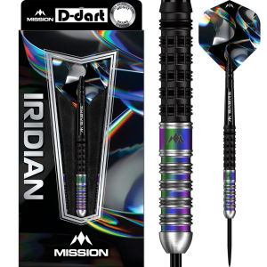 MISSION STEEL TIP DARTS - 22G/24G IRIDIAN BLACK & CORAL PVD 90% Tungsten Dart Set Original Steel Dart (ARROW DART KELULI)