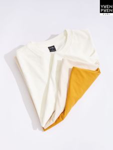 YuenPuen (ซื้อเป็นเซตถูกกว่า) 1 เซต 3 ตัว เสื้อยืดยืนพื้น Oversize สีมัสตาร์ด สีครีม สีวนิลา ไม่ยืด ไม่ย้วย ไม่ต้องรีด ผ้านุ่ม