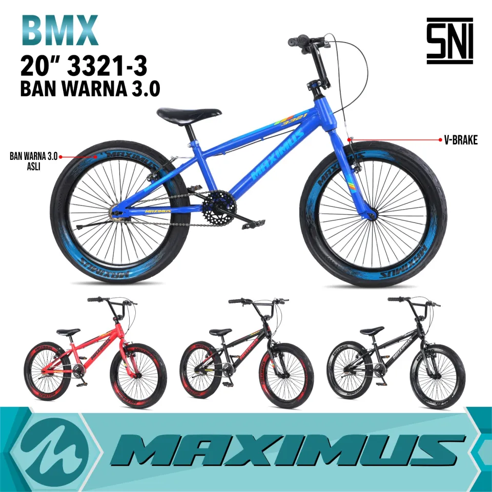 Sepeda BMX Maximus 3321-1 Ban Jumbo 20 inch Sepeda Bmx Warna Hitam