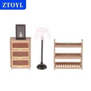 [COD] ZTOYL บ้านตุ๊กตา1 12ชั้นวางรองเท้าชั้นวางหนังสือโคมไฟชั้นหนังสือนาฬิกาแขวนผนังบ้านตุ๊กตาห้องนั่งเล่นเฟอร์นิเจอร์ตกแต่งบ้านตุ๊กตาอุปกรณ์ตกแต่งบ้าน